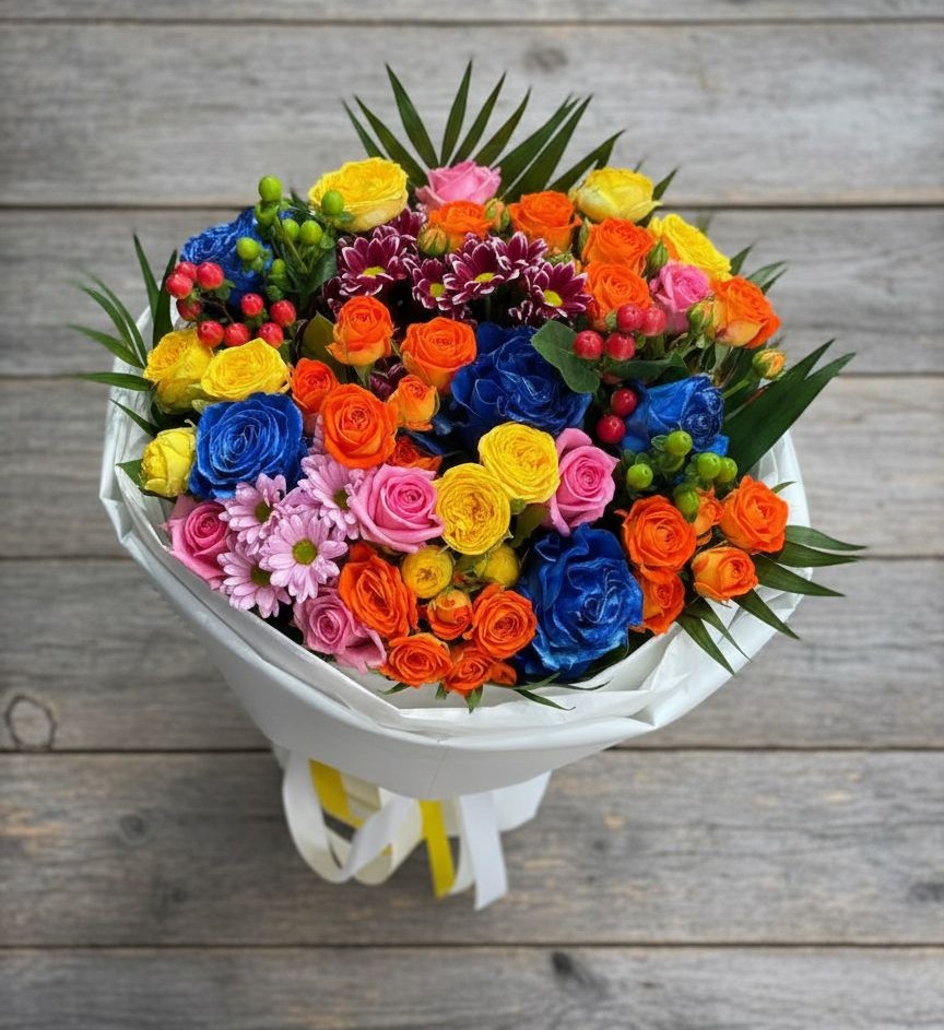 Букет цветов из: Розы и Хризантемы в Виллози