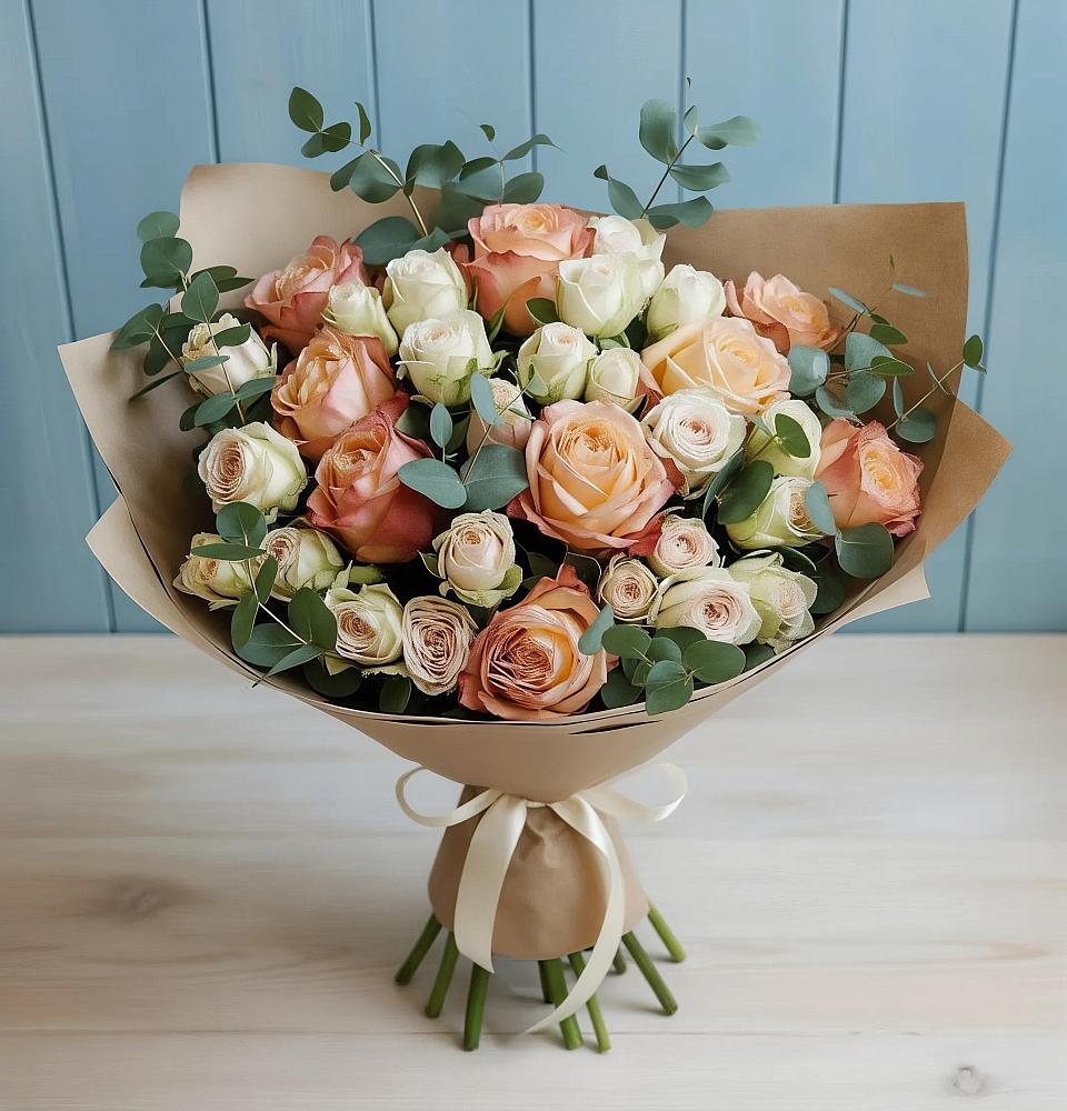 Букет цветов из: Альстромерии и Розы в Виллози