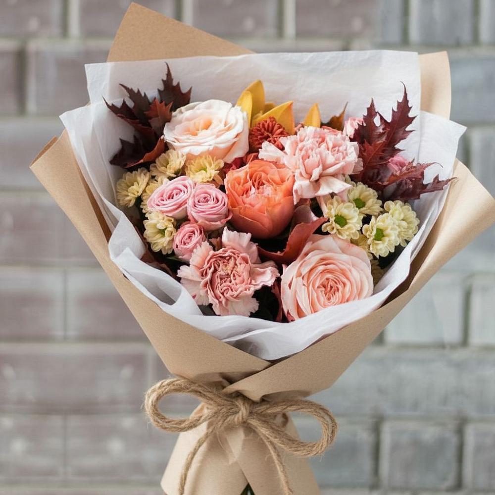 Букет цветов из: Гвоздики, Хризантемы и Розы в Виллози