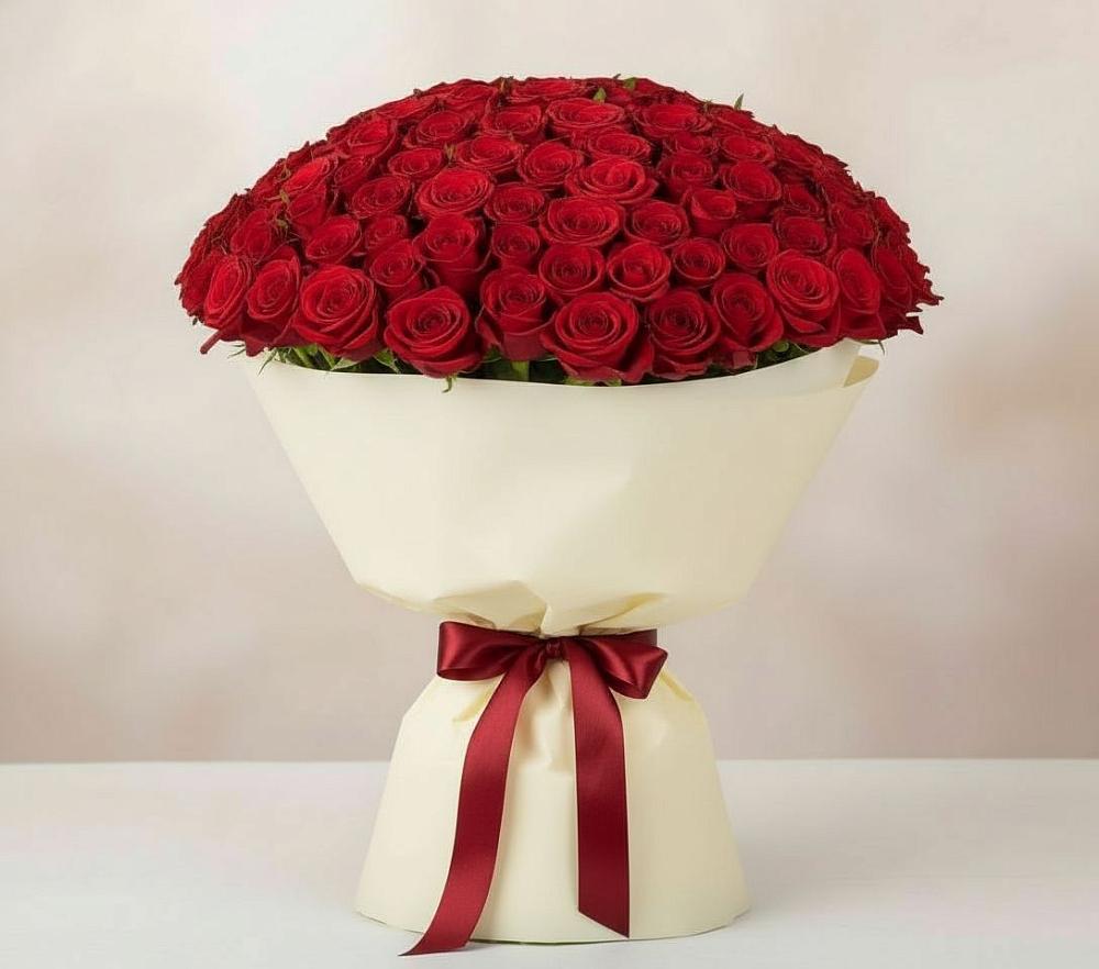 Букет 101 Красная роза Милано в Виллози