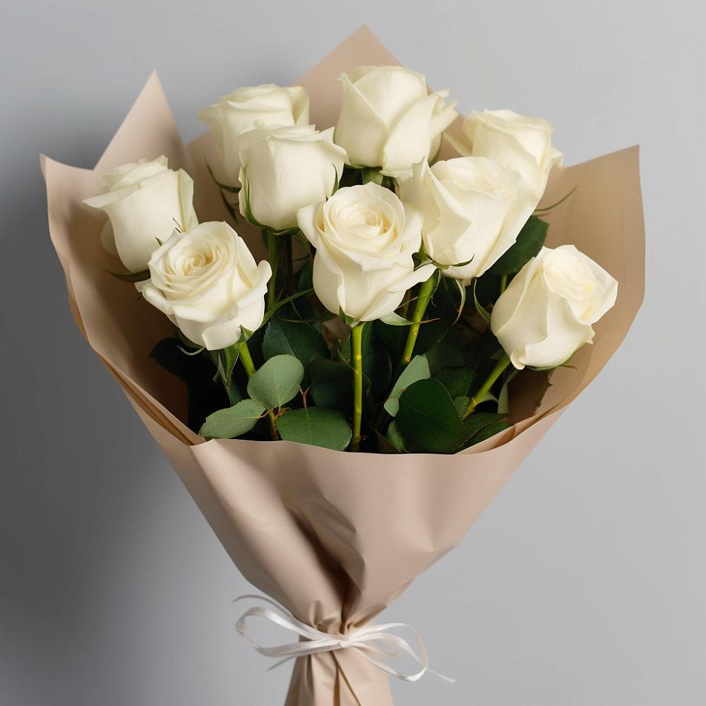 Букет 9 Белых роз Эдлесс Лав в Виллози