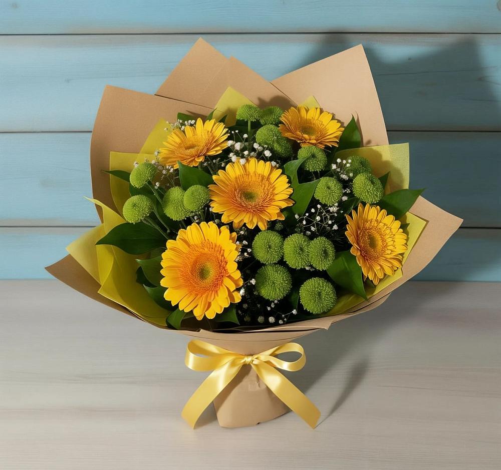 Букет цветов из: Герберы и Хризантемы в Виллози