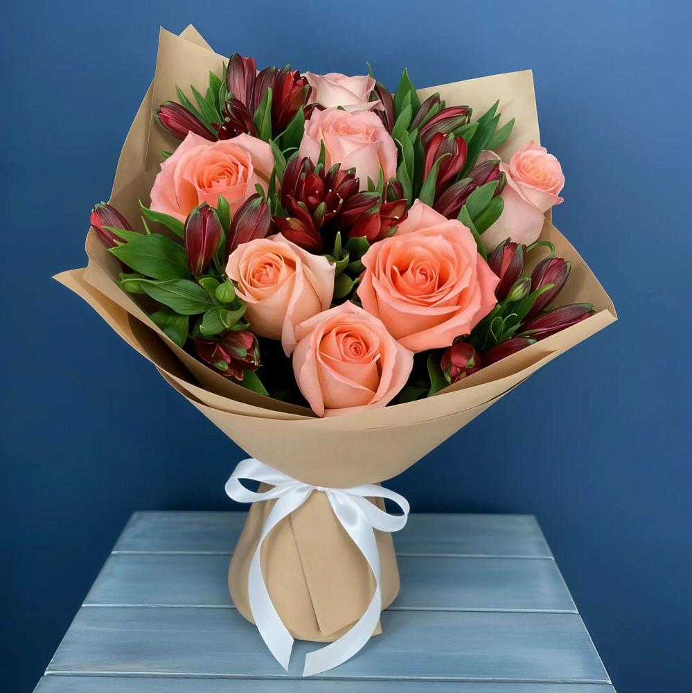 Букет цветов из: Розы и Альстромерии в Виллози