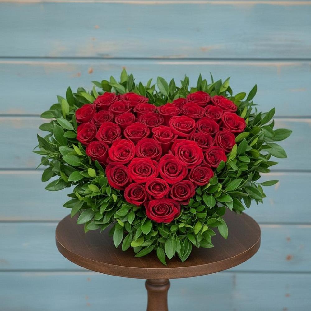 Цветочная композиция из Розы в виде сердца в Виллози