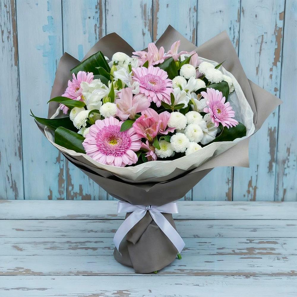 Букет цветов из: Герберы, Альстромерии и Хризантемы в Виллози