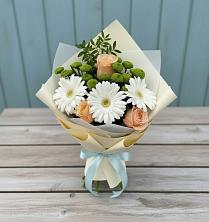 Букет цветов из:  Герберы, Розы и Хризантемы в Виллози