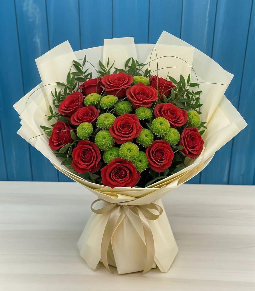 Букет цветов из: Розы и Хризантемы в Виллози